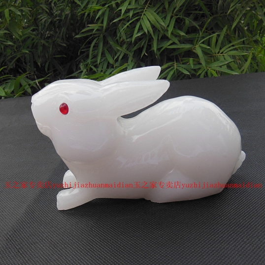 生肖兔摆件 纯天然白玉兔摆件 白玉福兔家居风水装饰品摆设