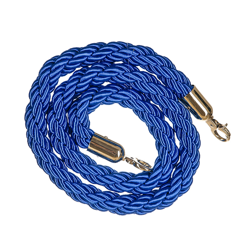 【秉撵】1.5米蓝色丝绒绳挂钩/挂绳/麻花绳/礼宾杆绳/绒布绳