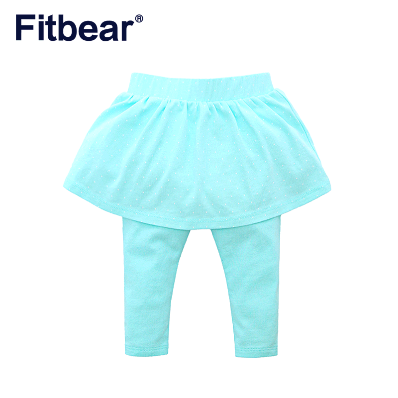 Fitbear 1件女童裤裙假两件秋春纯棉天蓝色可爱2016新款童装