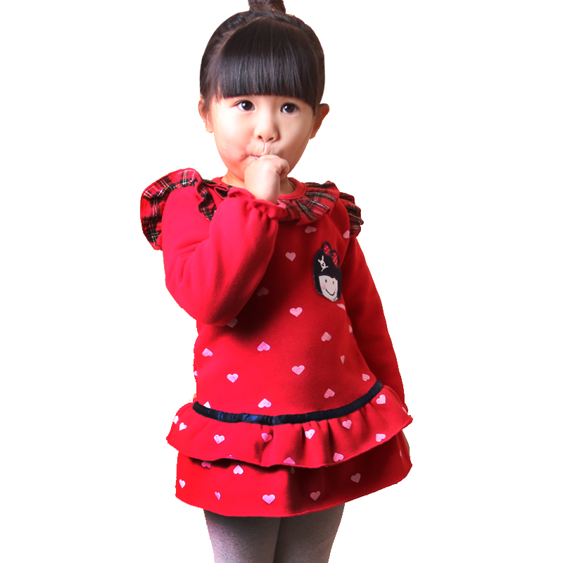 韩版女童装冬季套头上衣 2015新款加绒加厚保暖半身裙长袖防雾霾