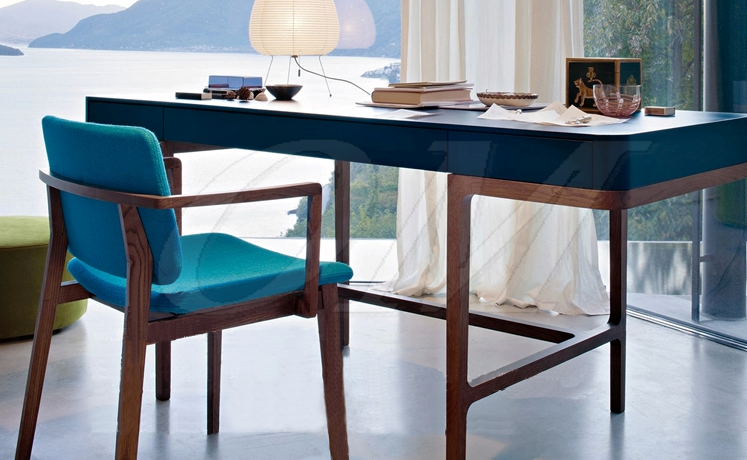 奥美家居 创意书桌子 办公电脑桌写字台 实木 新款热卖蓝色烤漆