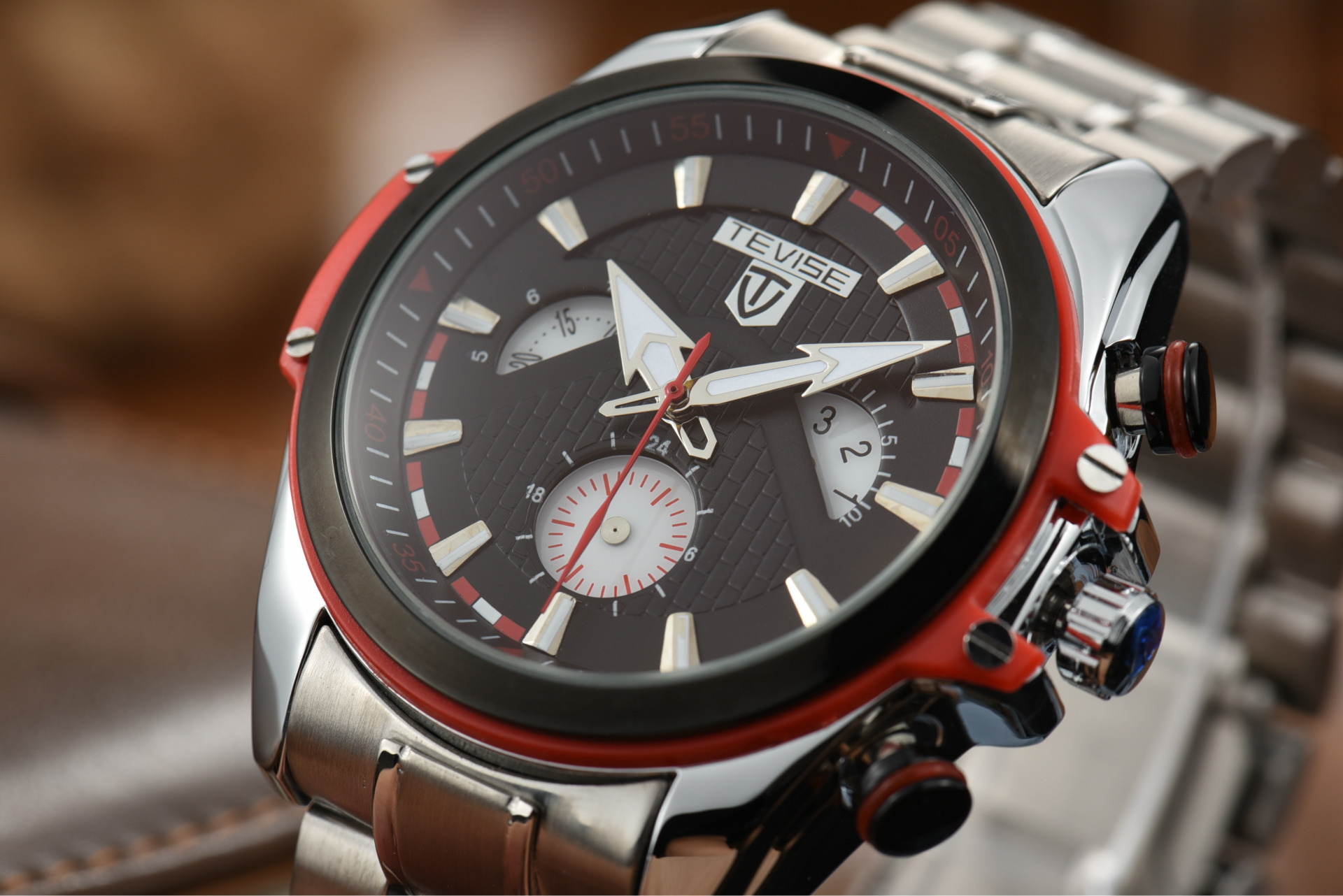 特威斯品牌男式手表 六针多功能全自动机械男表防水休闲男士腕