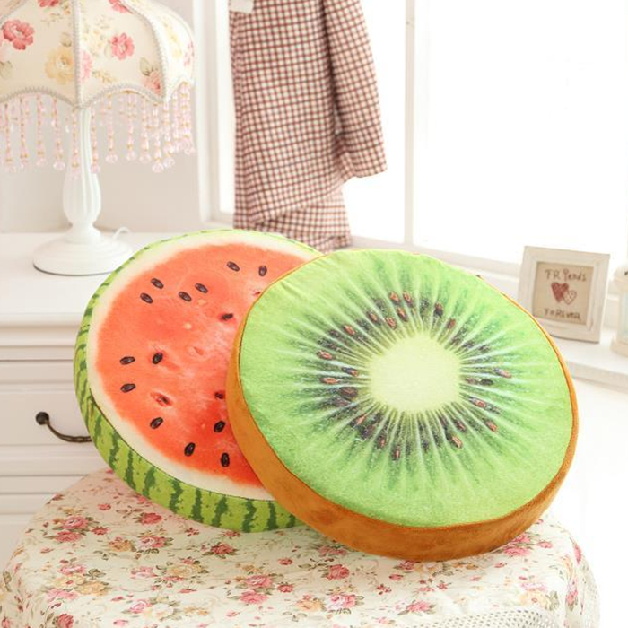 仿真水果系列抱枕西瓜猕猴桃橙子坐垫毛绒玩具沙发小车装饰 礼物