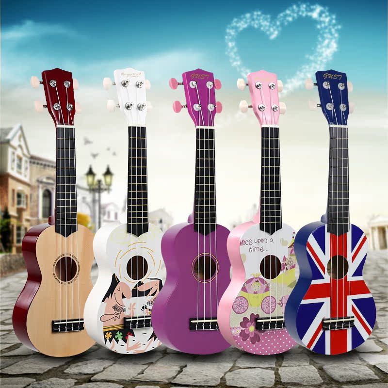 gust卡通尤克里里21寸ukulele乌克丽丽四弦小吉它初学实木吉他