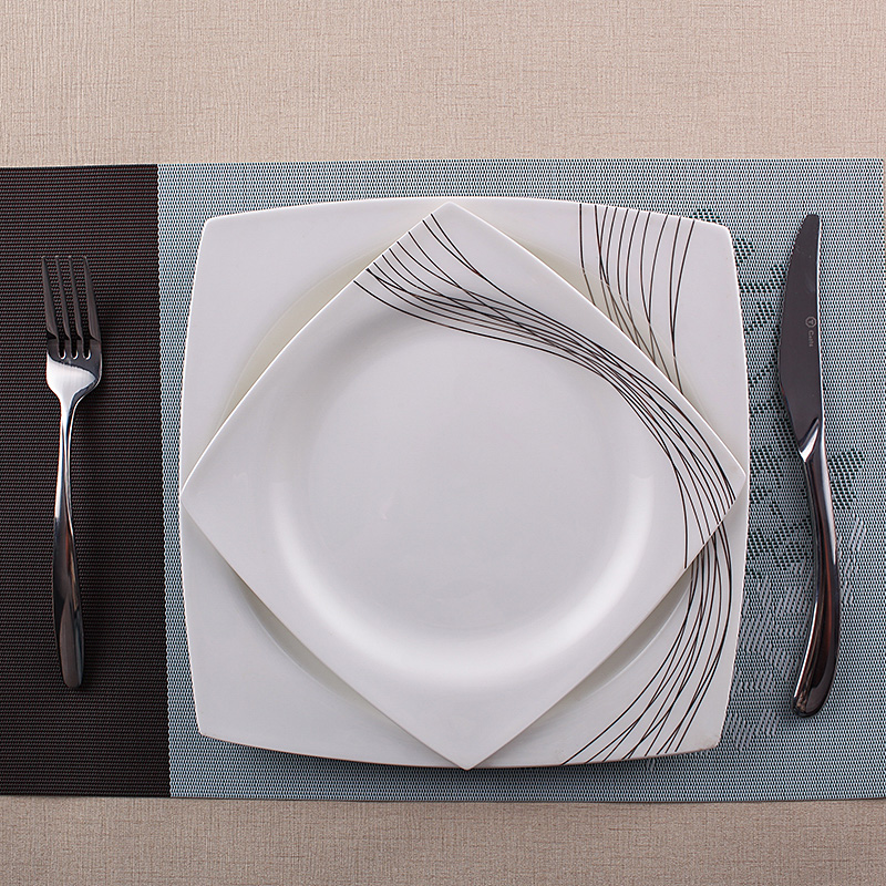 骨瓷西餐餐具套装牛排盘10寸意面盘陶瓷创意点心盘酒店西式大平盘