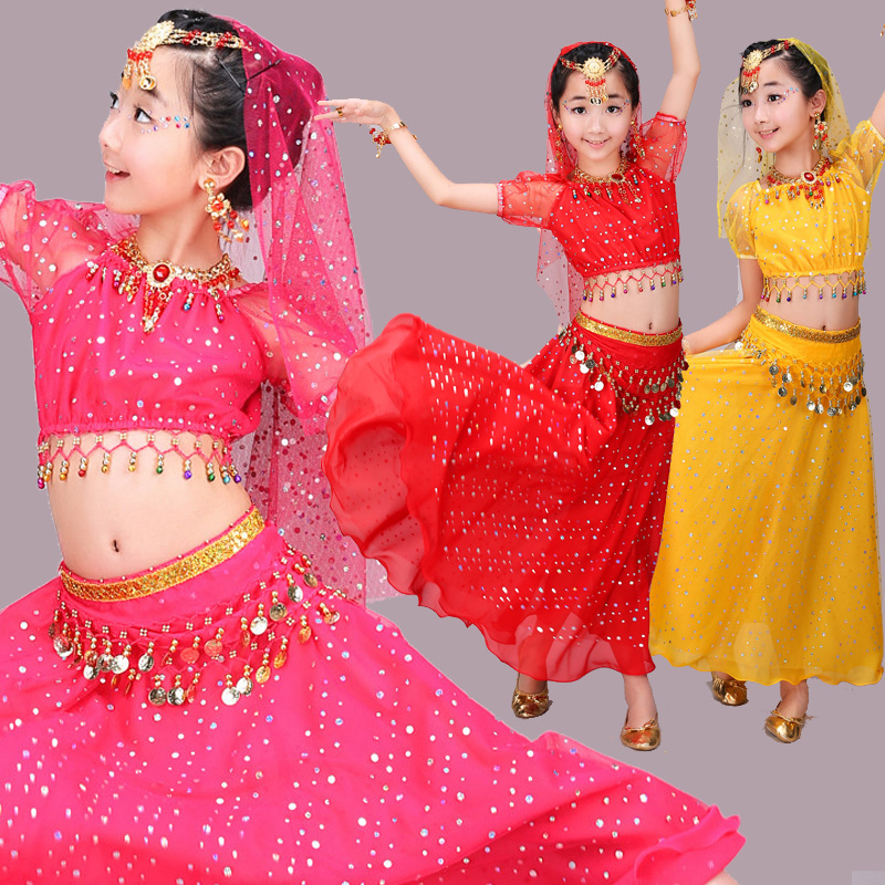 儿童印度舞蹈服演出服装肚皮舞演出服女儿童套装少儿肚皮舞衣服裙