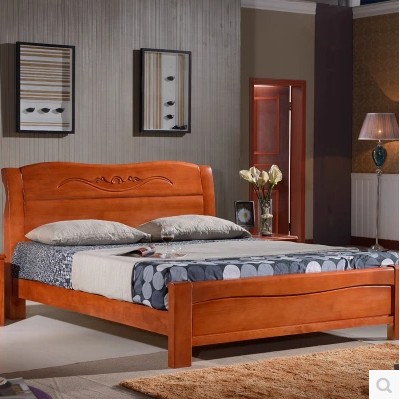 实木床 全实木双人床 现代中式高箱储物床 1.5米1.8米加厚橡木床