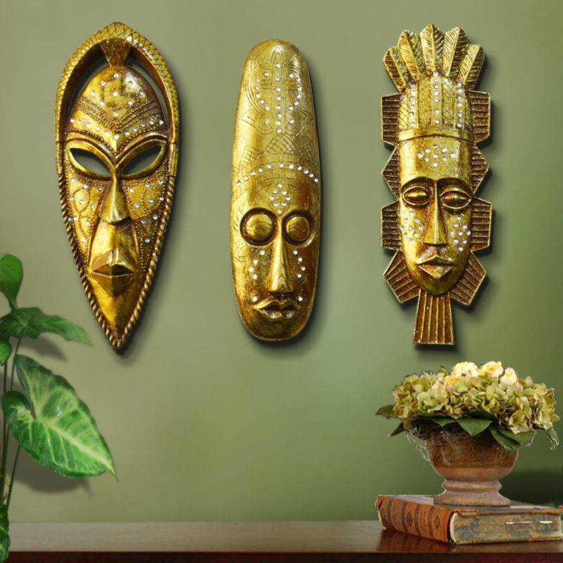 欧式复古壁饰墙面装饰品非洲人物头像面具酒巴/客厅玄关壁饰挂件