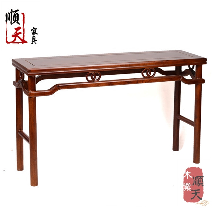 新中式实木条案仿古供桌老榆木玄关桌简约现代长条几案台古典家具