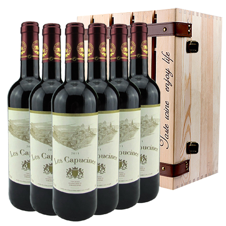 送礼 法国进口红酒礼盒 原瓶进口葡萄酒 礼盒 凯普森王子 6支木箱
