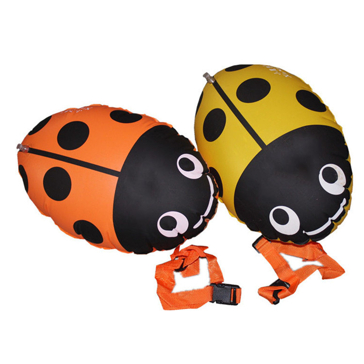 儿童双气囊安全加厚环保PVC卡通瓢虫浮包充气漂浮球游泳辅助工具