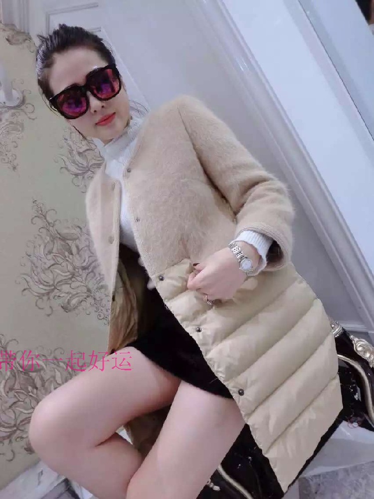悠奈尔正品2015冬季新款韩版时尚羽绒棉衣拼接女装外套中长款棉服