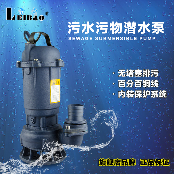 品牌雷宝750W1100W污水泵潜水泵家用化粪池无堵塞排污泵220V