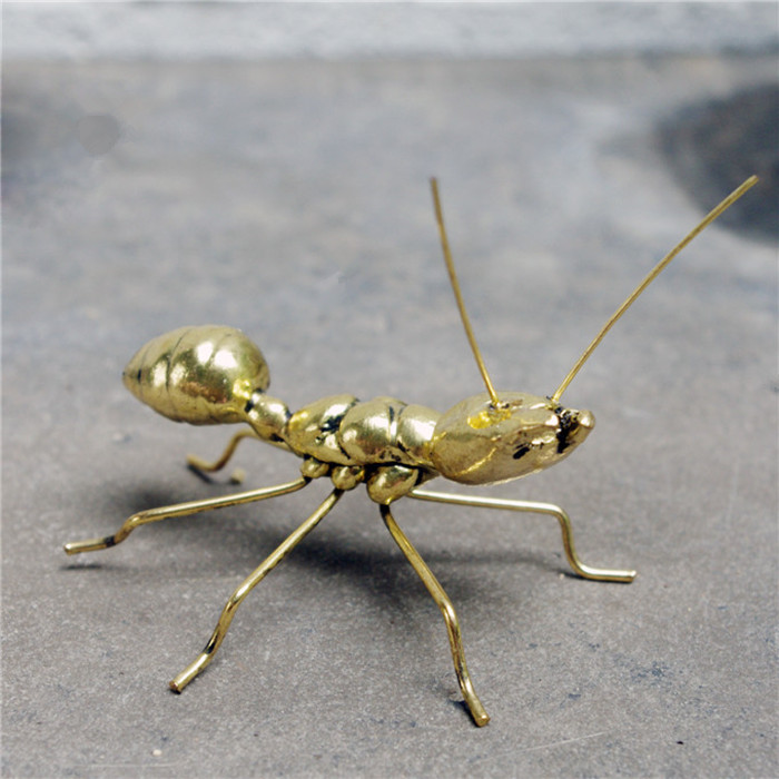 做旧电镀树脂蚂蚁摆件样板房家居软装工艺品饰品金色蚂蚁摆件配饰