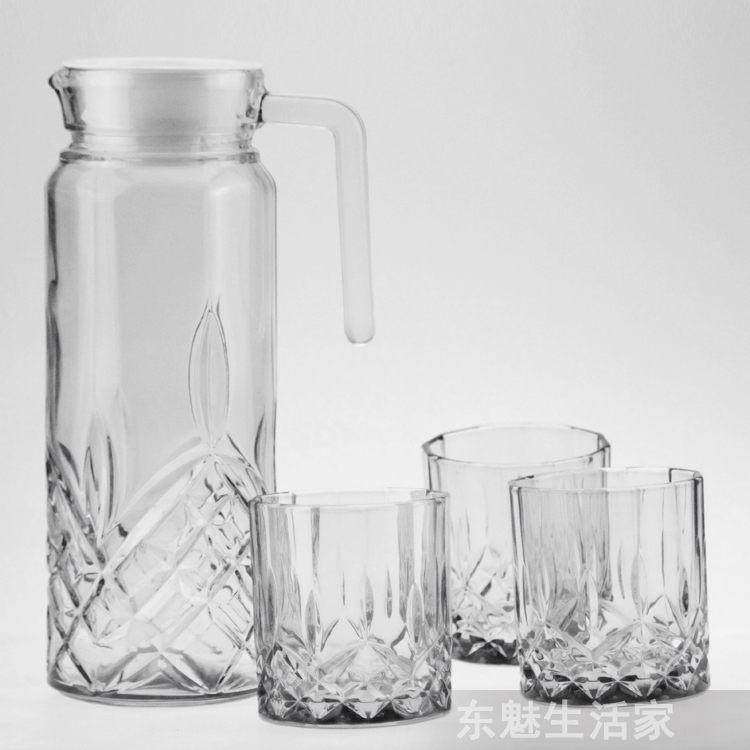 包邮 玻璃水具7件套 6个杯子 水壶 家用杯子 凉水壶 创意杯具套装