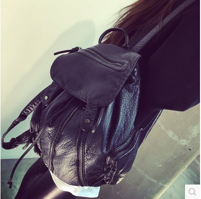 2015夏季新款水洗皮软pu双肩包包女韩版潮时尚休闲大容量旅行背包