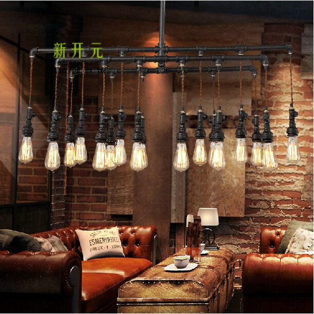 新开元美式创意餐厅灯酒吧咖啡厅客厅复古灯工业风水管吊灯具包邮