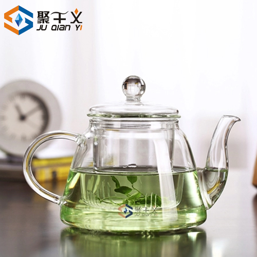 聚千义 耐热加厚茶壶茶具 玻璃泡茶壶 创意壶 带盖过滤玻璃花茶壶