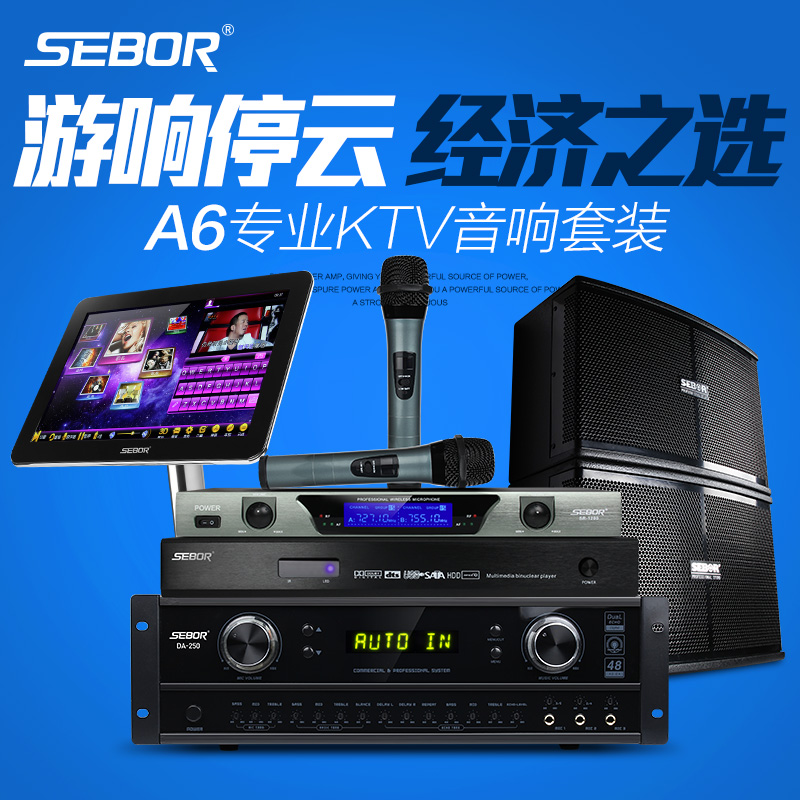 SEBOR A6专业家庭KTV音响套装卡拉OK家用音箱功放点歌机舞台设备