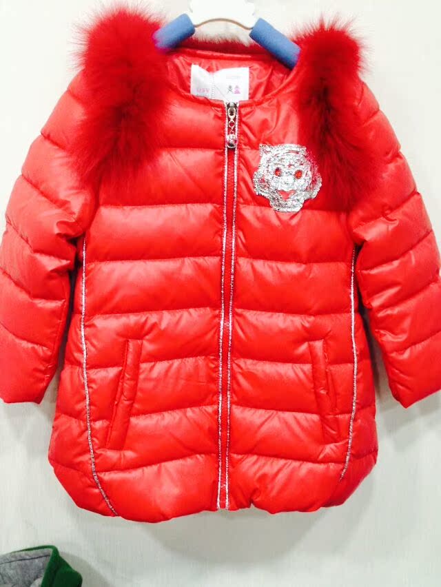 2014冬款特价红色老虎头个性羽绒棉外套女儿童棉衣外套