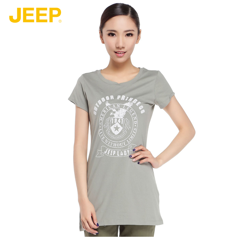 JEEP/吉普专柜正品女装夏款圆领中长款T恤WS12KT338修身纯棉T恤