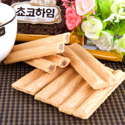 韩国进口零食品 可瑞安巧克力榛子瓦威化饼干47g 可拉奥夹心蛋卷