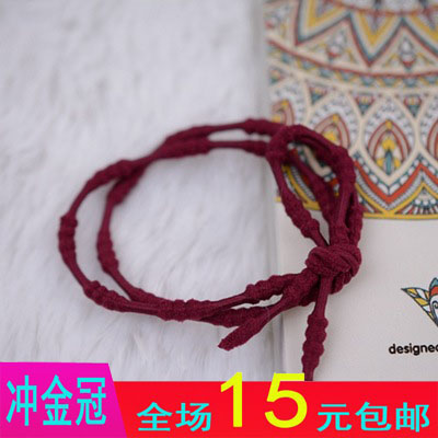 韩国潮流2合1头绳彩色手工编织发圈扎马尾发绳发饰头圈