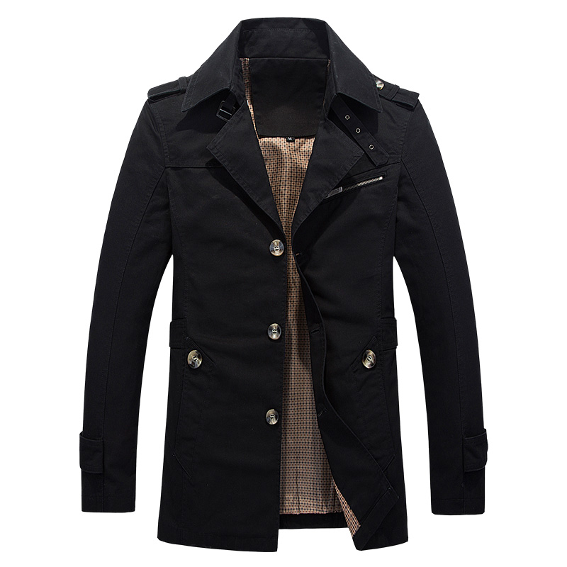 2015新款秋冬季纯棉水洗夹克中长款青年韩版潮流型男外套