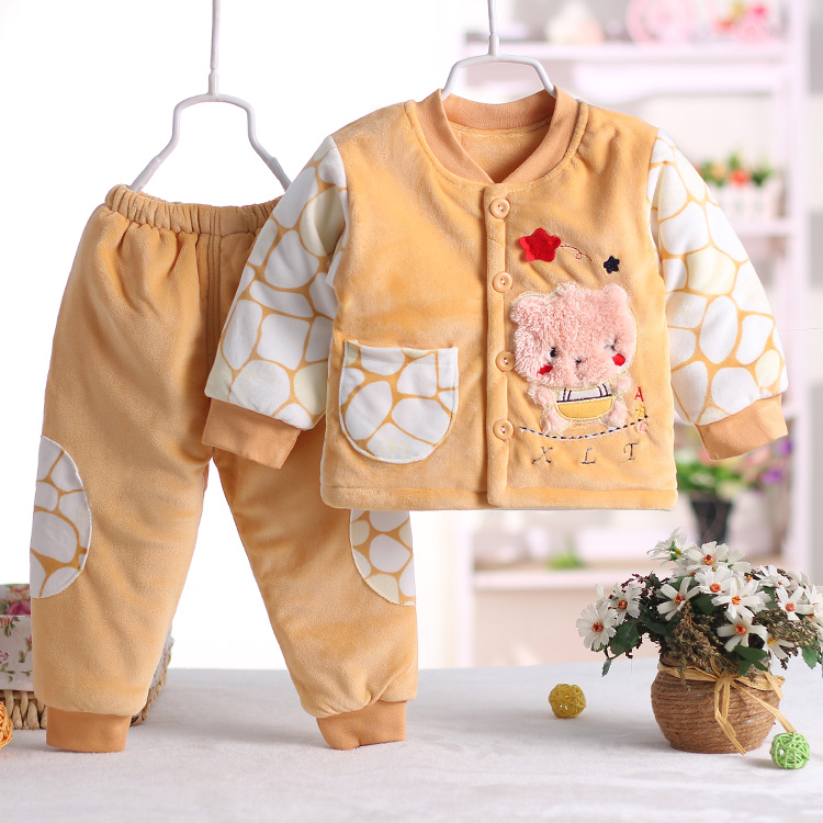 【天天特价】婴幼儿棉衣套装0-1岁宝宝秋冬季绒面纯棉内里两件套