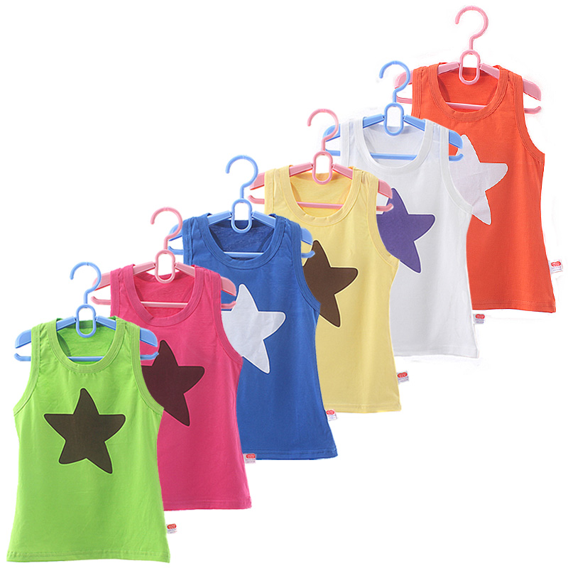 男女儿童宝宝韩国版纯棉针织卡通星星背心内上衣服装夏季款外套潮