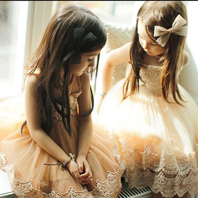 亲子母女连衣裙16夏韩版蕾丝网纱蓬蓬裙六一儿童礼服裙小中大童装