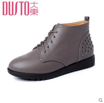 DUSTO/大东2016秋季新款韩版铆钉系带低跟圆头女鞋单鞋DW16Q3040A