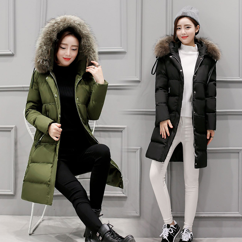 2016冬装新款韩版女装中长款加厚羽绒棉服棉袄外套大貉子毛领棉衣