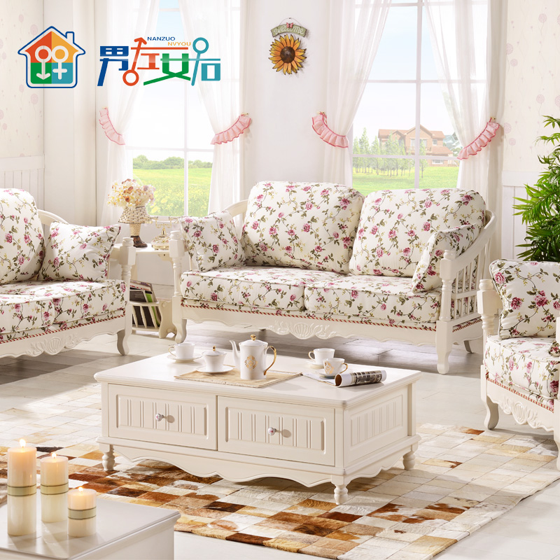 韩式田园沙发 实木家具 客厅组合 橡木布艺沙发 特价HS001沙发