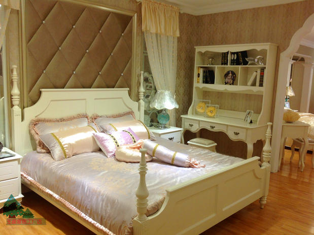欧式床 简约实木 1.8M 双人床 婚床带 美式 橡木床 高箱储物特价
