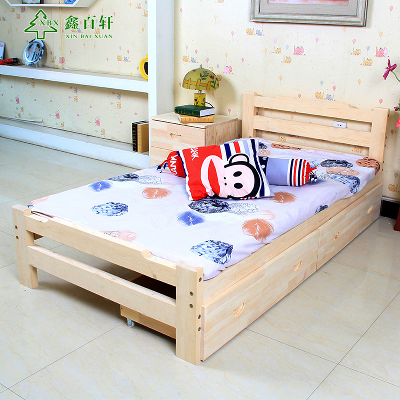 批发床 实木床松木床儿童床单人床家具 1/1.2/1.5米双人床 出租床