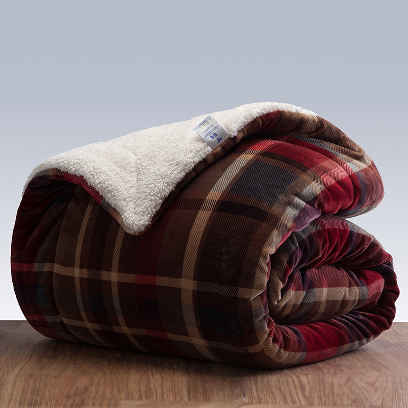 三层仿羊羔绒毛毯加厚双层冬季盖毯珊瑚绒毯被子法兰绒毯子单双人