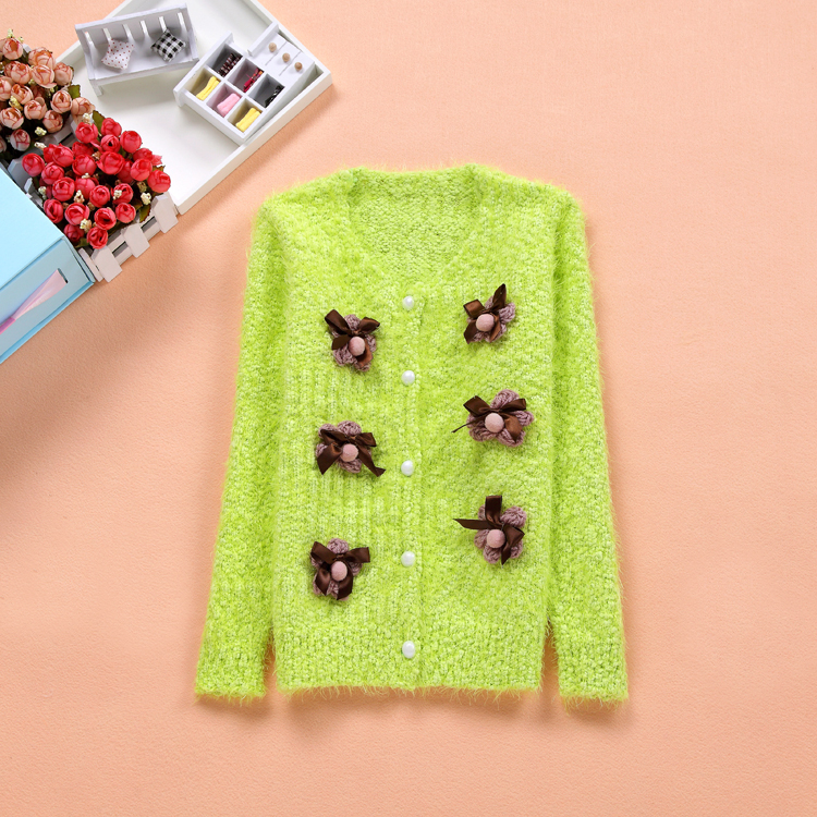 2015春季新款长袖毛衣 中大童淑女开衫外套 韩版女大童羊绒针织衫