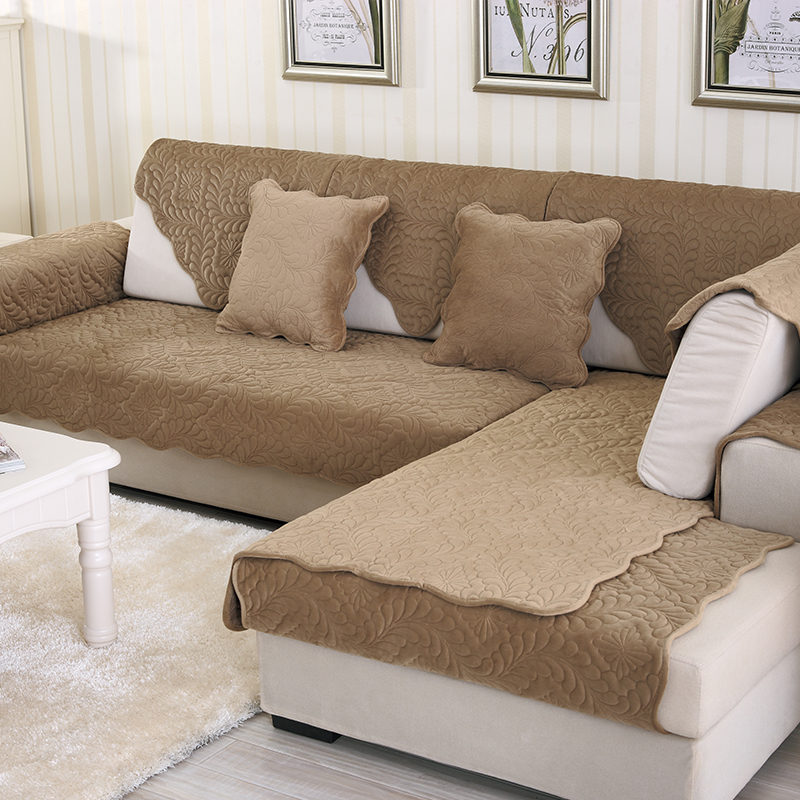 简悦舒适法兰绒沙发垫纯色花卉保暖沙发套罩巾四季坐垫定制