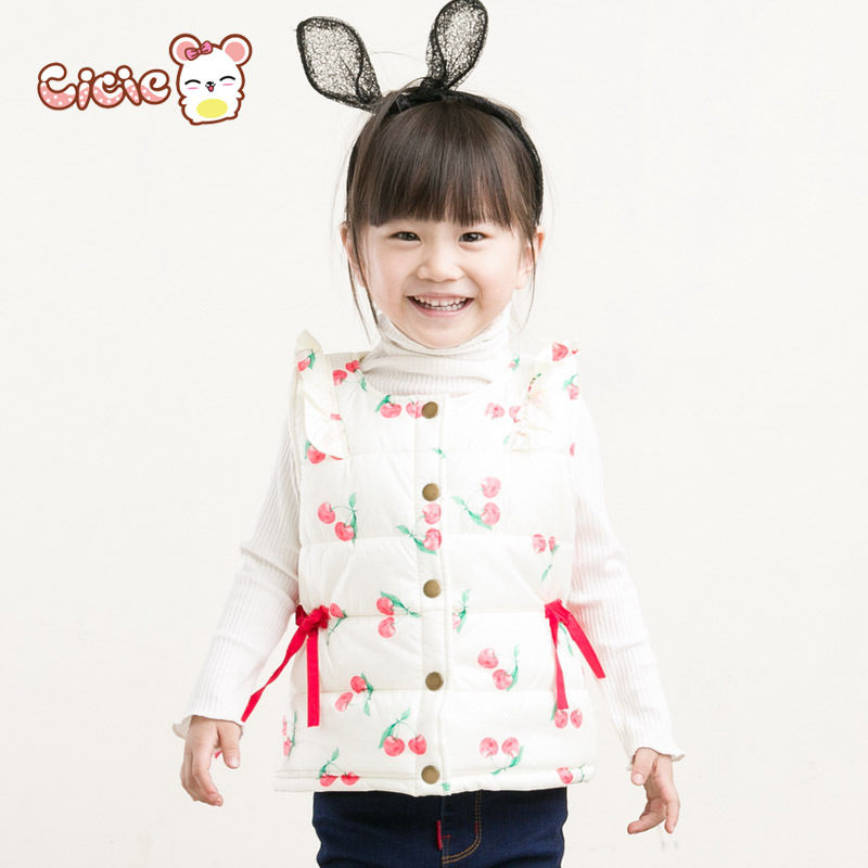 Cicie2015冬装新款韩版品牌女童装儿童装女童背心加厚马甲