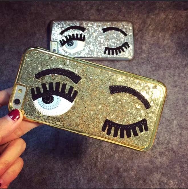 法国MISS Gossip 眨眼睛睫毛 亮片iPhone6手机壳苹果6plus保护套