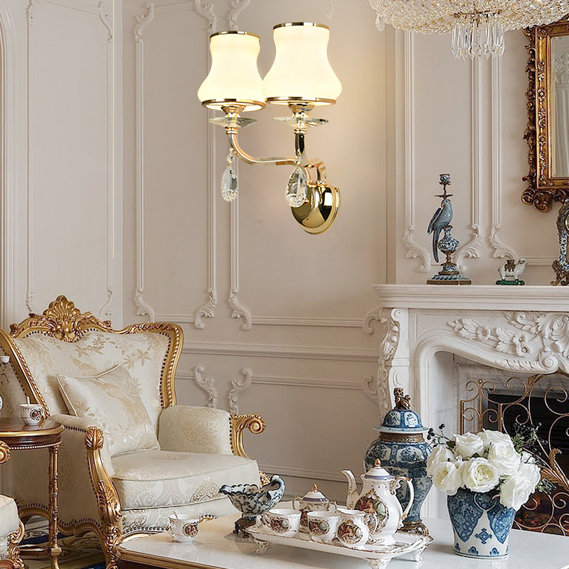 欧式奢华水晶壁灯现代简约客厅卧室床头走廊过道酒店锌合金墙壁灯
