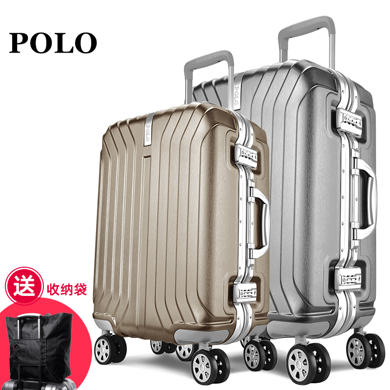POLO铝框拉杆箱万向轮商务20寸旅行箱24寸26寸学生男女密码行李箱