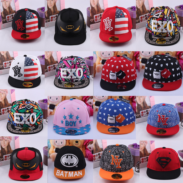 2015新款韩版儿童EXO鸭舌帽平沿帽男童女童嘻哈帽遮阳棒球帽子