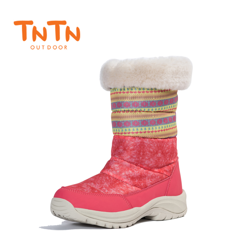 TNTN韩版户外运动雪地靴冬保暖高筒羽绒防水羊毛女鞋防水防滑雪鞋