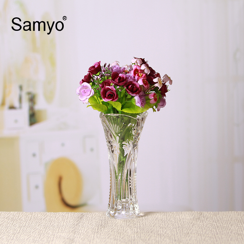 欧式透明加厚玻璃花瓶摆件玫瑰百合水培花器