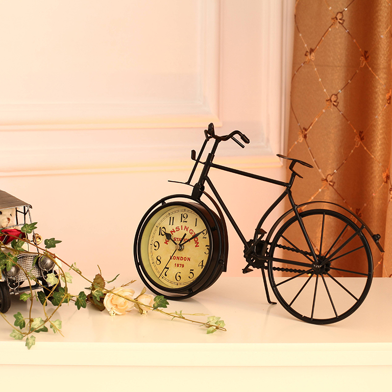 美居一刻 创意台钟怀旧单车钟表卧室座钟客厅静音时钟简约台式钟