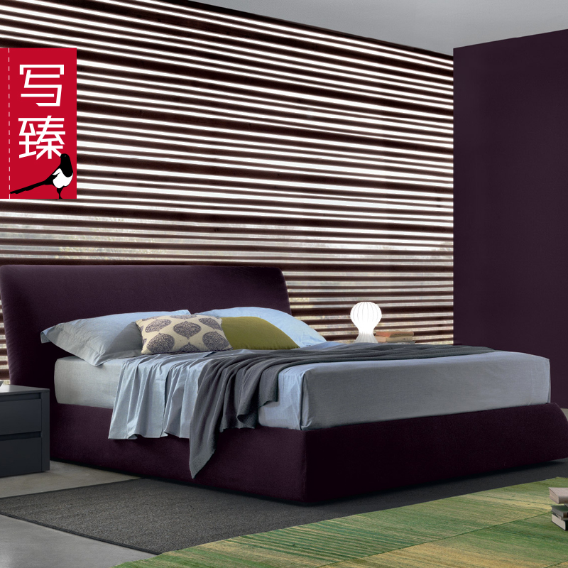 北京写臻现代简约意大利时尚设计软体床1.8米双人床高档布艺床