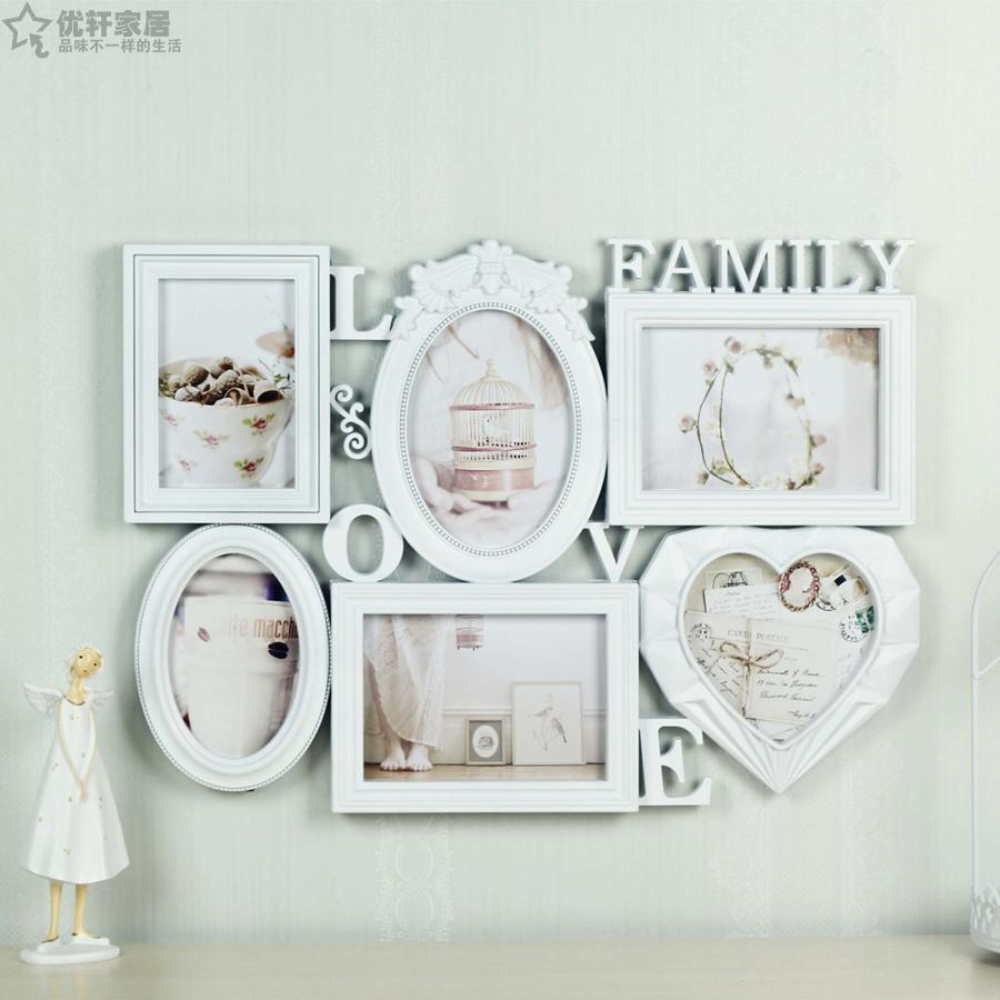 欧式包邮6格family组合连体6寸7寸照片墙love家庭整体悬挂相框