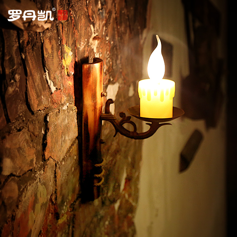 罗丹凯中式仿古蜡烛壁灯创意竹灯过道走廊咖啡厅灯酒吧地中海壁灯